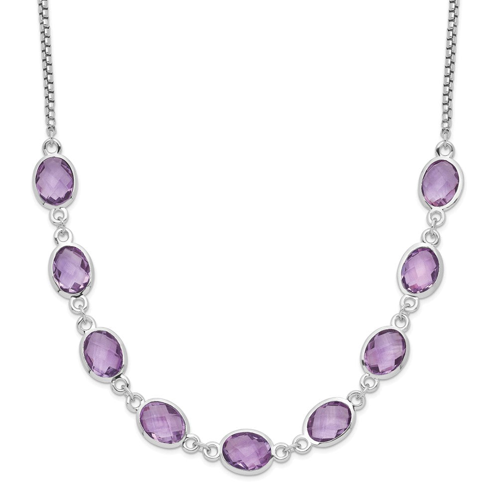 Sterling Silver 13.5 Ct Amethyst Pendant Necklace 17+2"