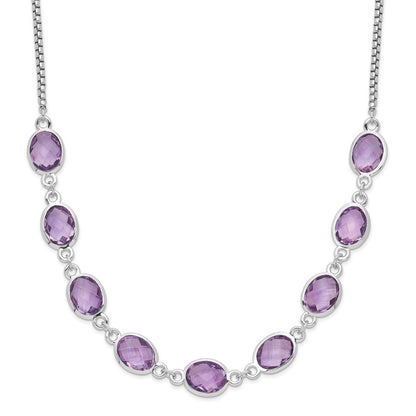 Sterling Silver 13.5 Ct Amethyst Pendant Necklace 17+2"