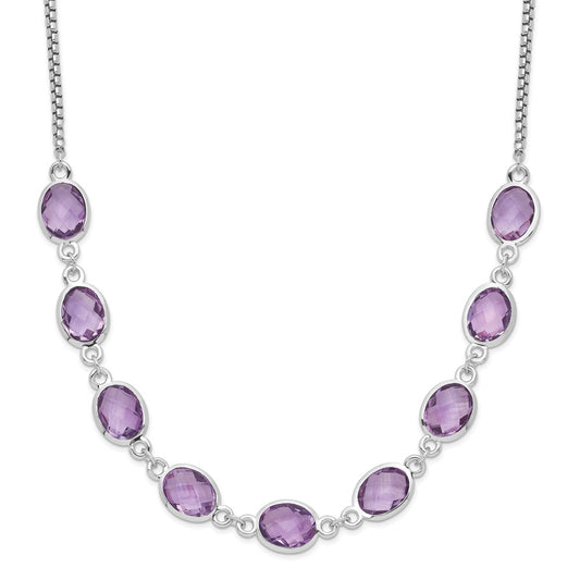 Sterling Silver 13.5 Ct Amethyst Pendant Necklace 17+2"