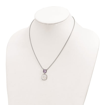 Sterling Silver Rhod-plated Gemstone & Pearl Necklace 18"