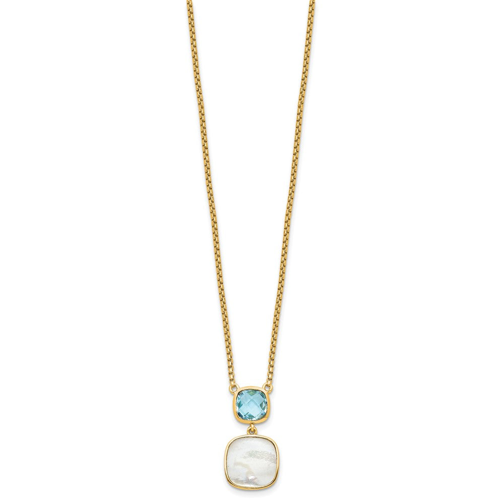 Sterling Silver Rhod-plated Gemstone & Pearl Necklace 18"