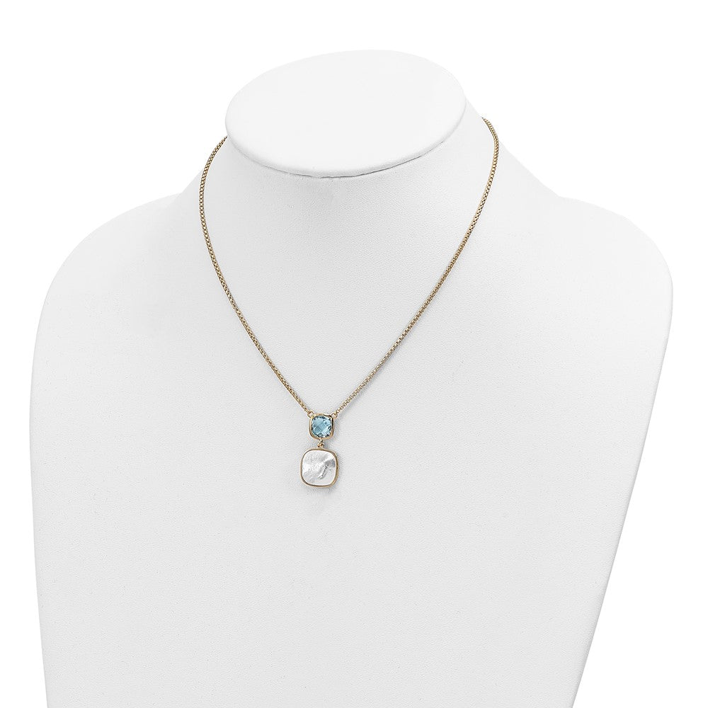Sterling Silver Rhod-plated Gemstone & Pearl Necklace 18"