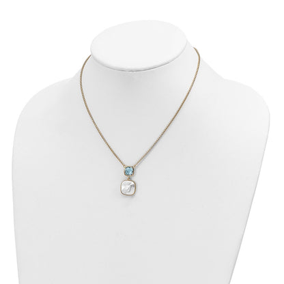 Sterling Silver Rhod-plated Gemstone & Pearl Necklace 18"