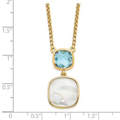Sterling Silver Rhod-plated Gemstone & Pearl Necklace 18"
