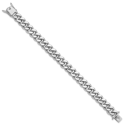 925 Sterling Silver 12.4mm Rhodium-plated Curb Link Men's Bracelet 8.5 inch
