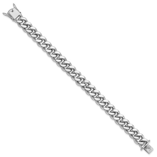 925 Sterling Silver 12.4mm Rhodium-plated Curb Link Men's Bracelet 8.5 inch