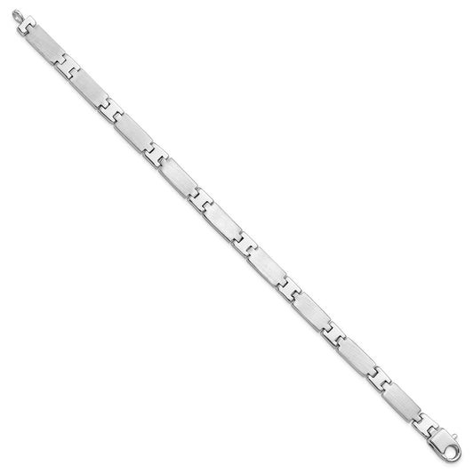 925 Sterling Silver 6.5mm Rhodium-plated Polished/Brushed Men's Bracelet 8.5 inch
