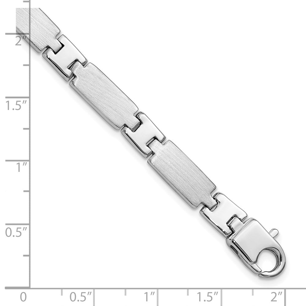 925 Sterling Silver 6.5mm Rhodium-plated Polished/Brushed Men's Bracelet 8.5 inch