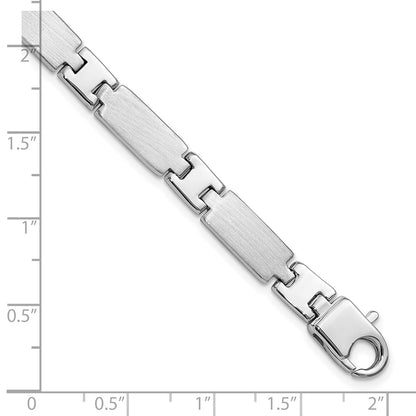 925 Sterling Silver 6.5mm Rhodium-plated Polished/Brushed Men's Bracelet 8.5 inch