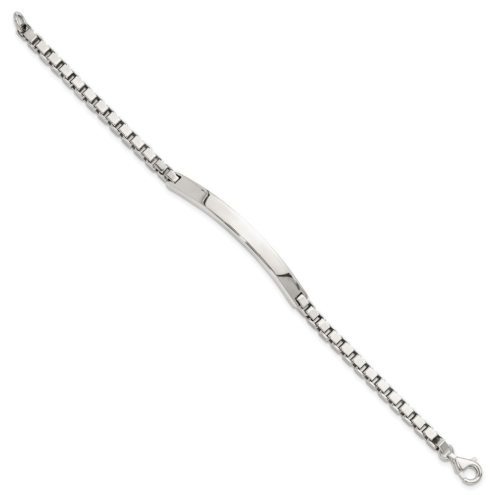 925 Sterling Silver 4.75mm Polished Box Chain ID Bracelet 7 inch