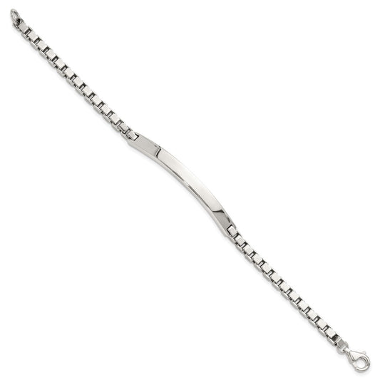 925 Sterling Silver 4.75mm Polished Box Chain ID Bracelet 7 inch
