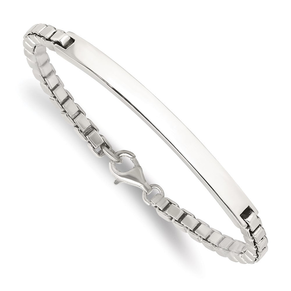 925 Sterling Silver 4.75mm Polished Box Chain ID Bracelet 7 inch