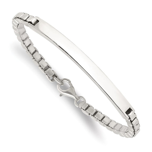 925 Sterling Silver 4.75mm Polished Box Chain ID Bracelet 7 inch