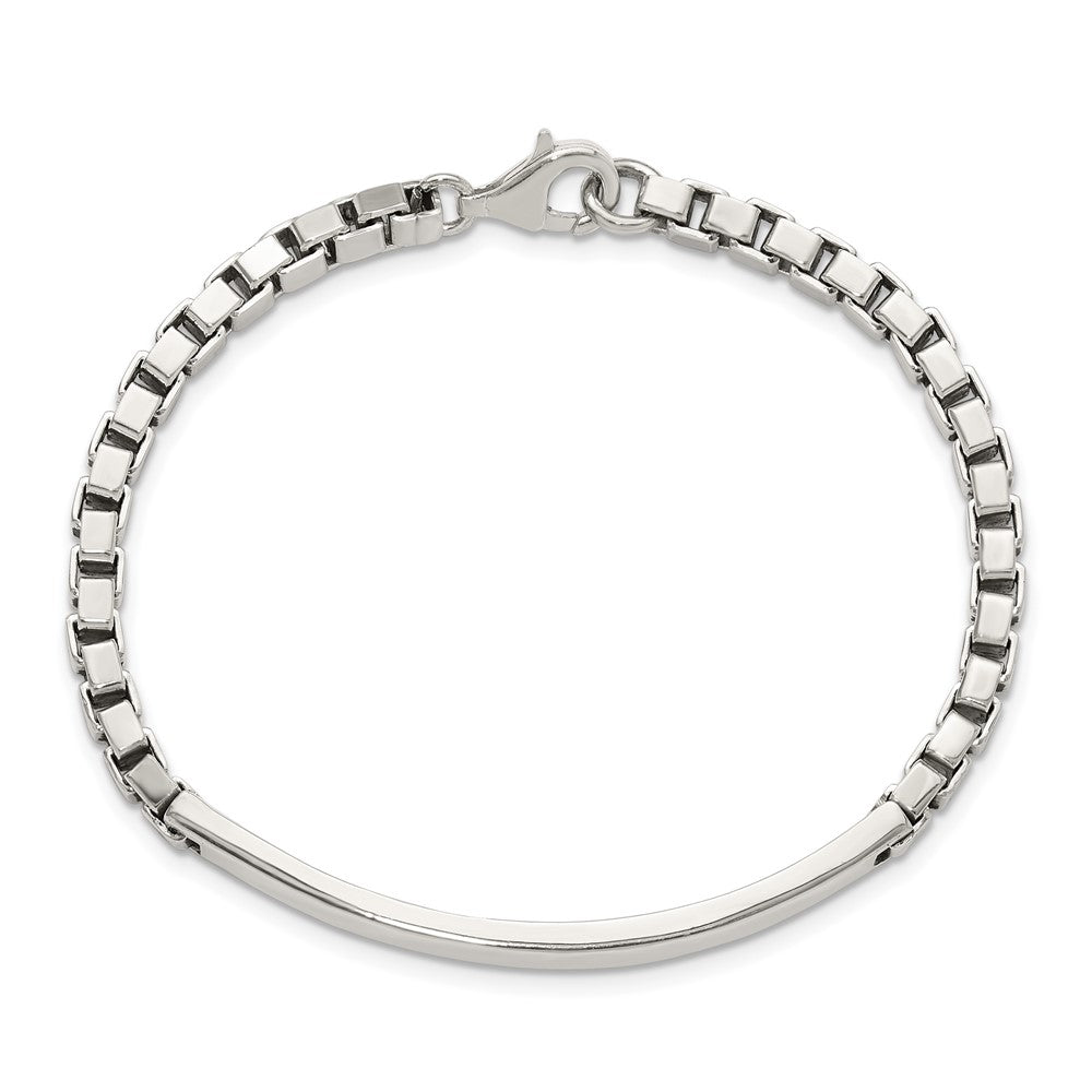 925 Sterling Silver 4.75mm Polished Box Chain ID Bracelet 7 inch