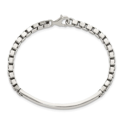 925 Sterling Silver 4.75mm Polished Box Chain ID Bracelet 7 inch