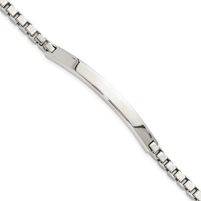 925 Sterling Silver 4.75mm Polished Box Chain ID Bracelet 7 inch