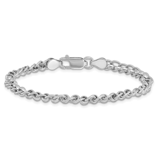 925 Sterling Silver 5mm Rhodium-plated Fancy Link Bracelet 7.5 inch