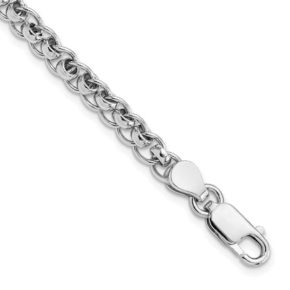 925 Sterling Silver 5mm Rhodium-plated Fancy Link Bracelet 7.5 inch