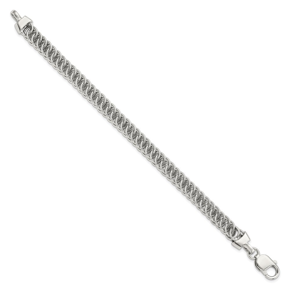 925 Sterling Silver 7.45mm Rhodium-plated Fancy Link Bracelet 7.5 inch