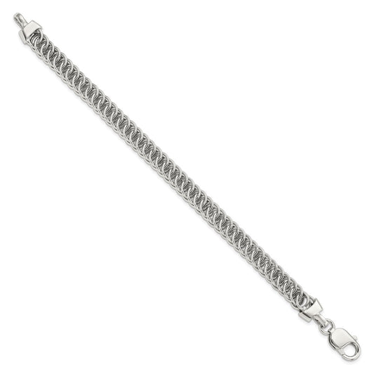 925 Sterling Silver 7.45mm Rhodium-plated Fancy Link Bracelet 7.5 inch