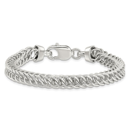 925 Sterling Silver 7.45mm Rhodium-plated Fancy Link Bracelet 7.5 inch