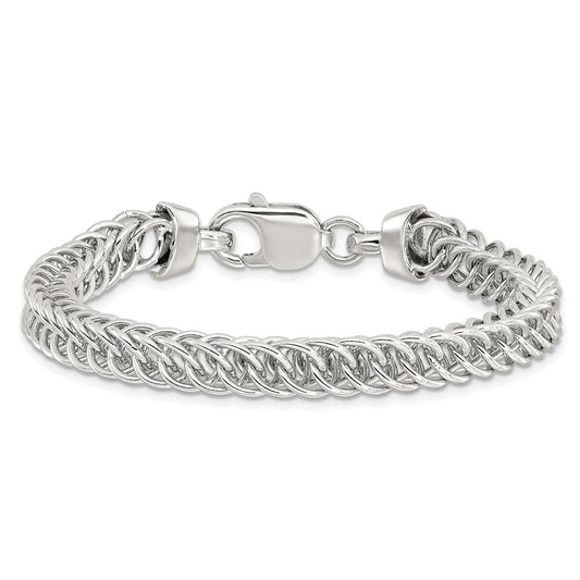 925 Sterling Silver 7.45mm Rhodium-plated Fancy Link Bracelet 7.5 inch