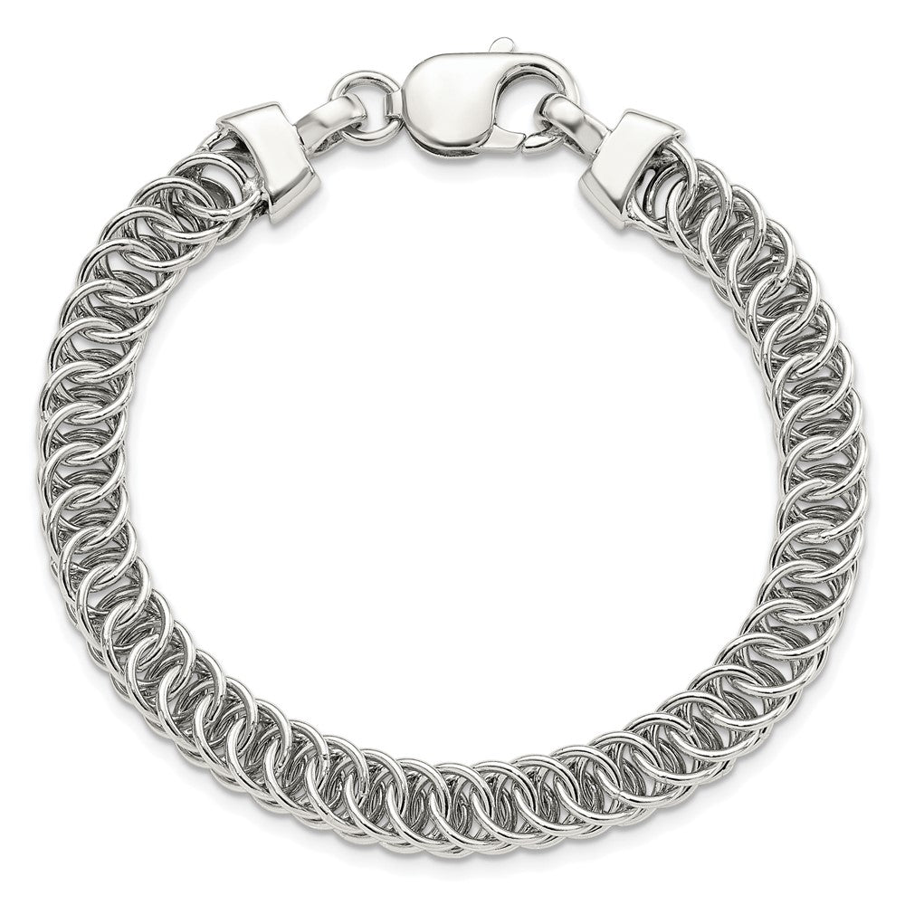 925 Sterling Silver 7.45mm Rhodium-plated Fancy Link Bracelet 7.5 inch