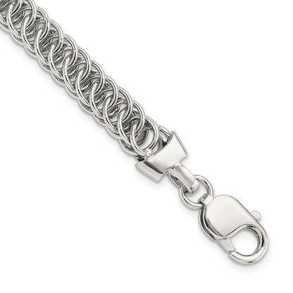 925 Sterling Silver 7.45mm Rhodium-plated Fancy Link Bracelet 7.5 inch