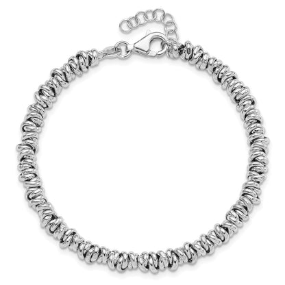 925 Sterling Silver 4.7mm Rhodium-plated 7in Bracelet 8 inch