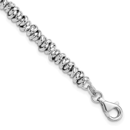 925 Sterling Silver 4.7mm Rhodium-plated 7in Bracelet 8 inch