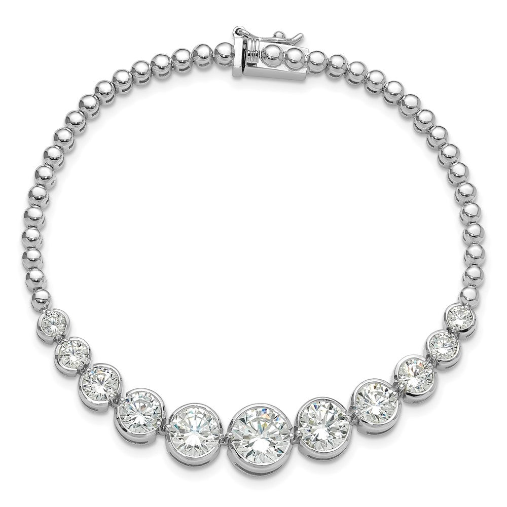 925 Sterling Silver 5.25mm Rhodium-plated Polished Graduated Cubic Zirconia Bracelet 8 inch