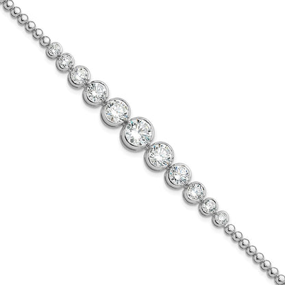 925 Sterling Silver 5.25mm Rhodium-plated Polished Graduated Cubic Zirconia Bracelet 8 inch
