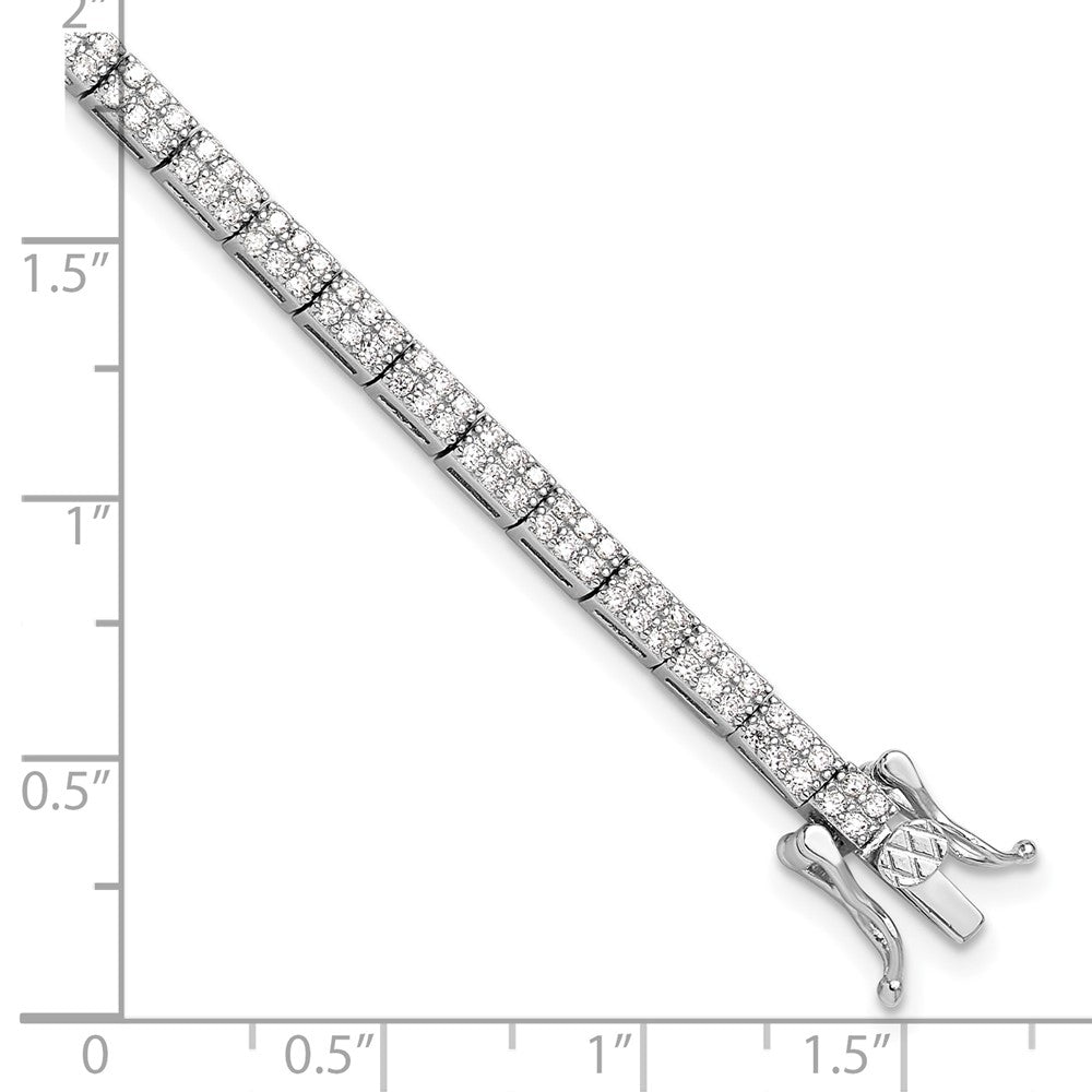 925 Sterling Silver 5.25mm Rhodium-plated Micro Pave Cubic Zirconia Bracelet 8 inch