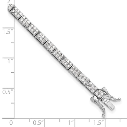 925 Sterling Silver 5.25mm Rhodium-plated Micro Pave Cubic Zirconia Bracelet 8 inch