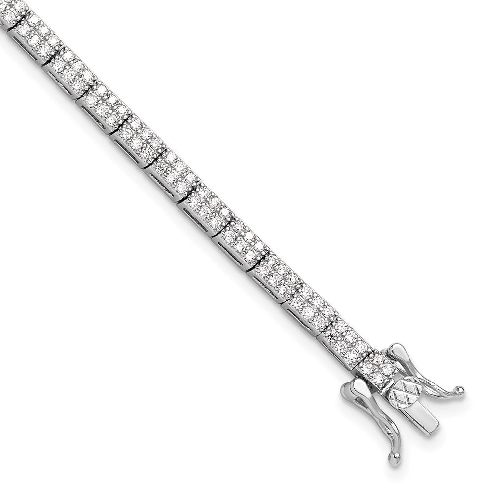 925 Sterling Silver 5.25mm Rhodium-plated Micro Pave Cubic Zirconia Bracelet 8 inch