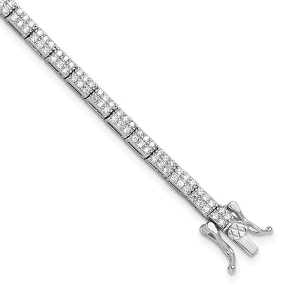 925 Sterling Silver 5.25mm Rhodium-plated Micro Pave Cubic Zirconia Bracelet 8 inch