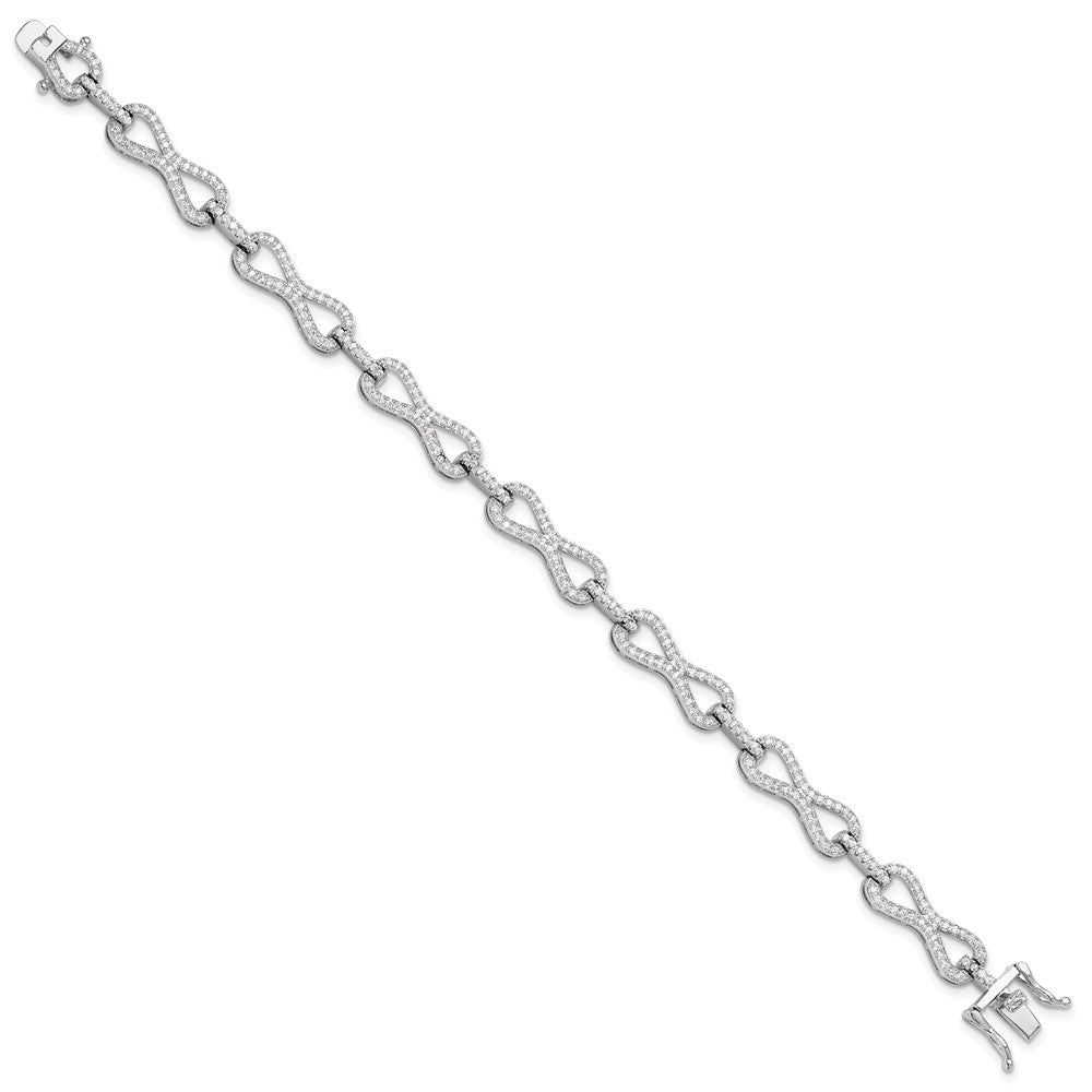 925 Sterling Silver 5.25mm Rhodium-plated Cubic Zirconia Infinity Link Bracelet 8 inch
