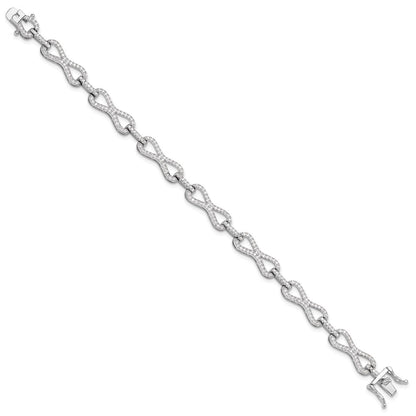 925 Sterling Silver 5.25mm Rhodium-plated Cubic Zirconia Infinity Link Bracelet 8 inch