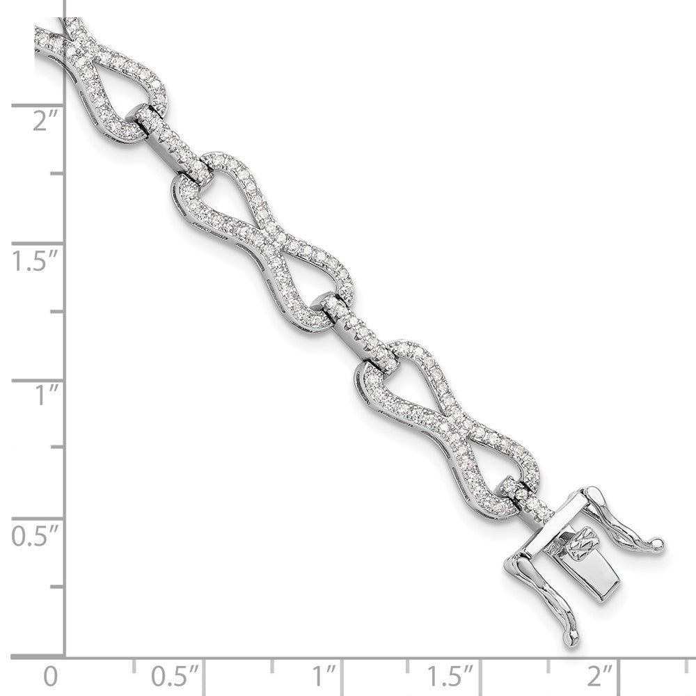 925 Sterling Silver 5.25mm Rhodium-plated Cubic Zirconia Infinity Link Bracelet 8 inch