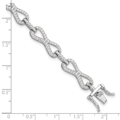 925 Sterling Silver 5.25mm Rhodium-plated Cubic Zirconia Infinity Link Bracelet 8 inch
