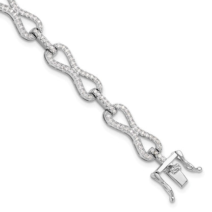 925 Sterling Silver 5.25mm Rhodium-plated Cubic Zirconia Infinity Link Bracelet 8 inch