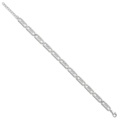925 Sterling Silver 5.25mm Rhodium-plated Cubic Zirconia Fancy Bracelet 8 inch