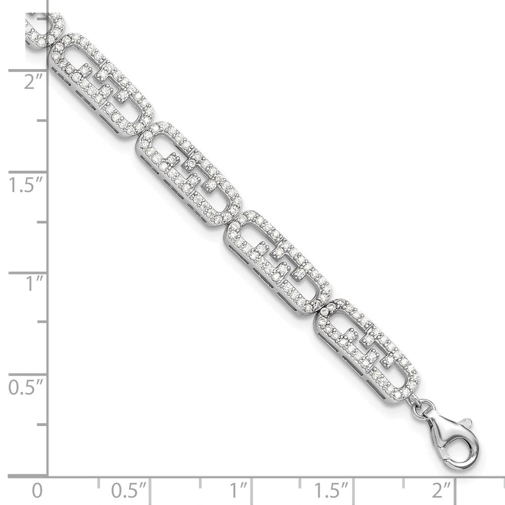 925 Sterling Silver 5.25mm Rhodium-plated Cubic Zirconia Fancy Bracelet 8 inch