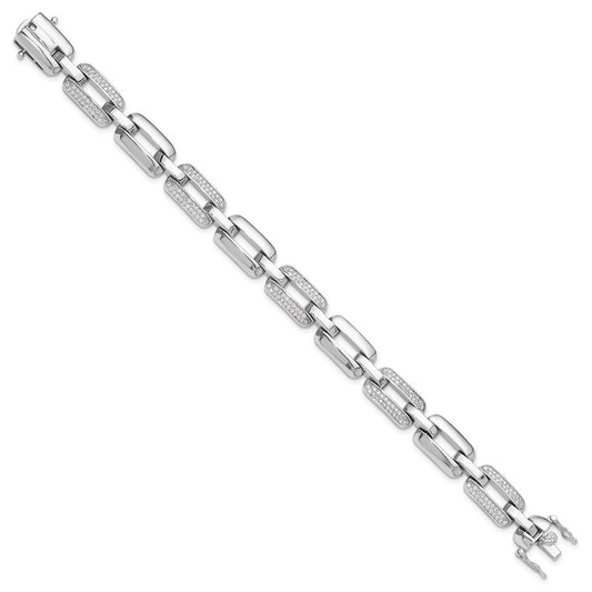 925 Sterling Silver 5.25mm Rhodium-plated with Cubic Zirconia Open Link 7.25in Bracelet 8 inch