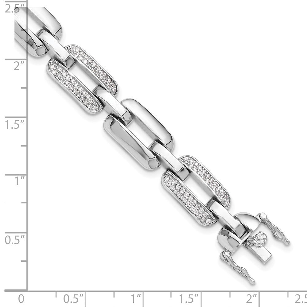 925 Sterling Silver 5.25mm Rhodium-plated with Cubic Zirconia Open Link 7.25in Bracelet 8 inch