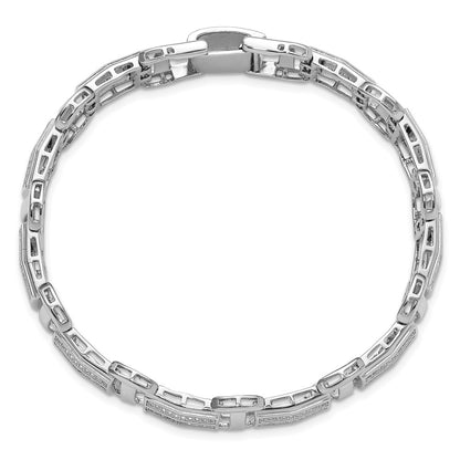 925 Sterling Silver 5.25mm Rhodium-plated Polished Cubic Zirconia Link Bracelet 8 inch