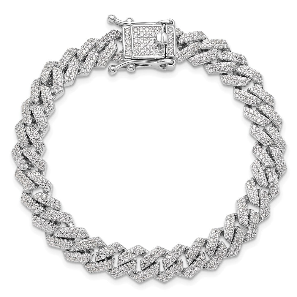 925 Sterling Silver 5.25mm Rhodium-plated Cubic Zirconia Monaco Link Bracelet 8 inch