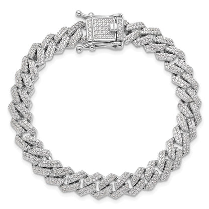 925 Sterling Silver 5.25mm Rhodium-plated Cubic Zirconia Monaco Link Bracelet 8 inch