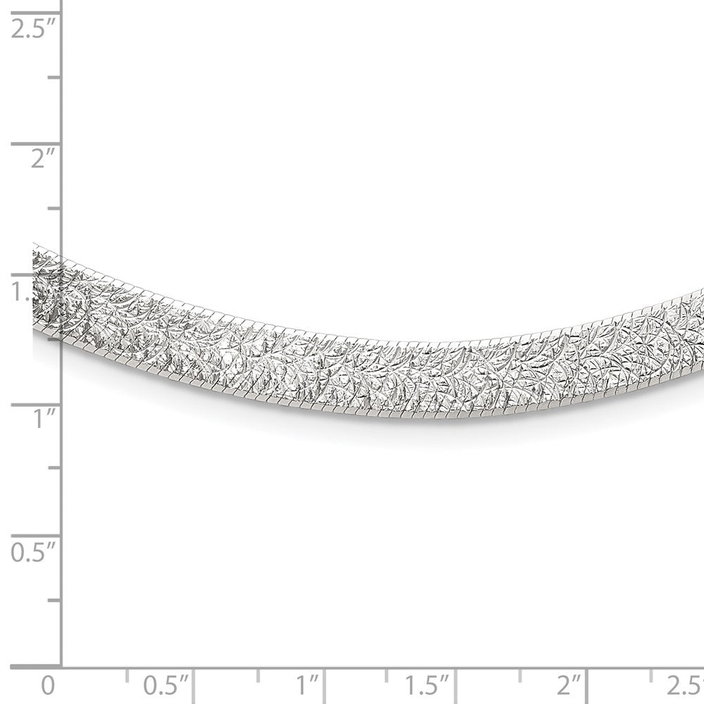 Sterling Silver Polished and Textured 8mm Flat Herringbone Chian Necklace 18"