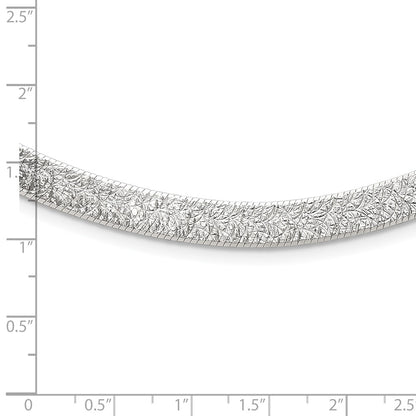 Sterling Silver Polished and Textured 8mm Flat Herringbone Chian Necklace 18"